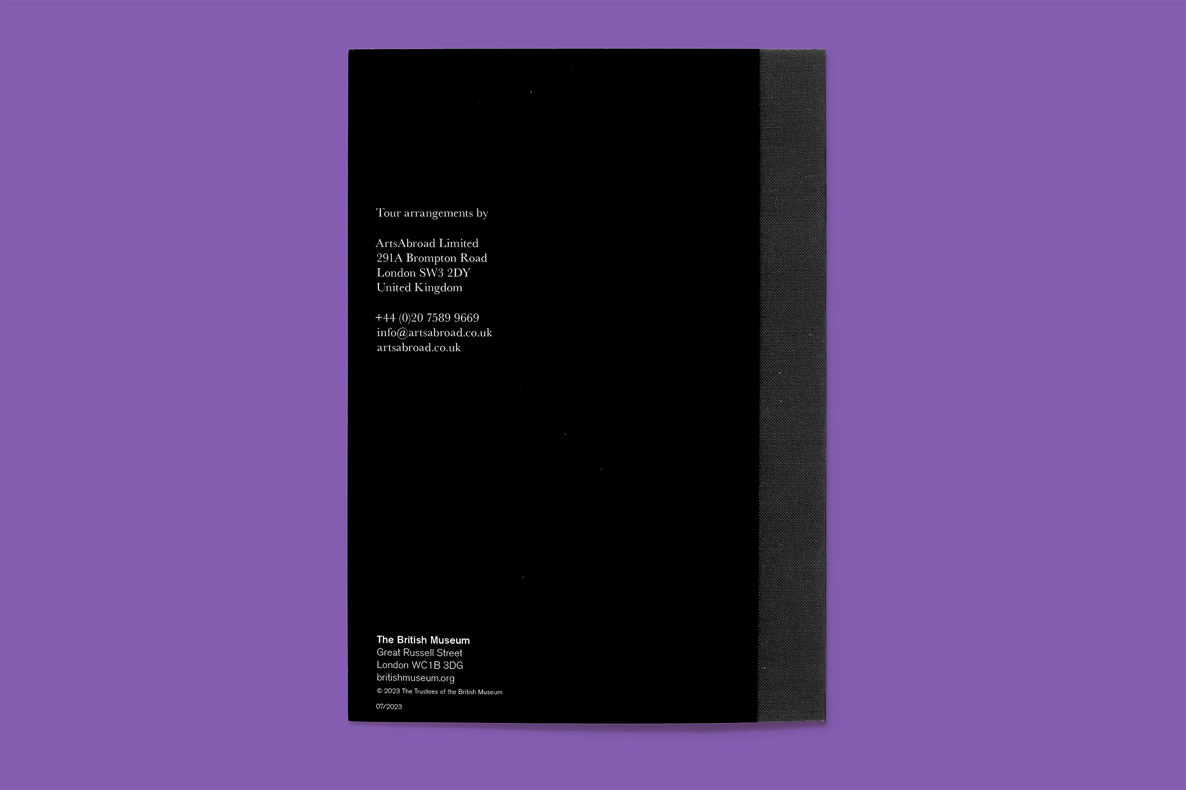 Top-down photo of the back cover